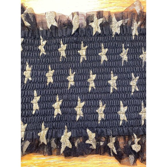 Black & Gold Star Ruffle Elastic Tube Top - Picture 2 of 2